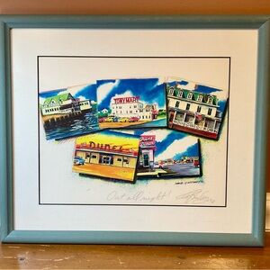 VTG “Out All Night”Charles Lounsberry Framed Art, Somers Point NJ, Ocean City NJ